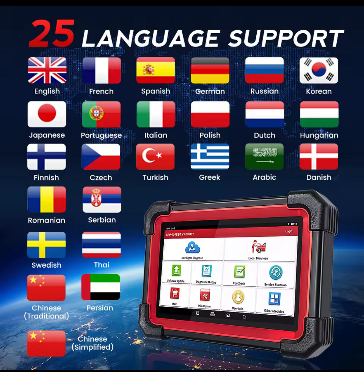 Appareil de diagnostic autos, motos et bateaux LAUNCH version 2025 X431 CRP919E BT Elite avec 2 ans de mis à jour OFFERTE