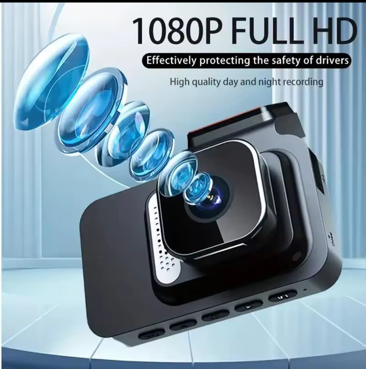 Dashcam Caméra de voiture WiFi 1080P – Double objectif avec écran IPS 3", vision nocturne et mode stationnement 24h