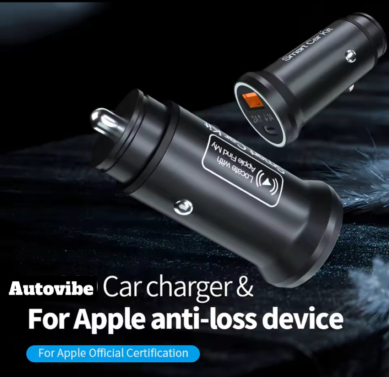 Chargeur de voiture allume cigare avec traceur intégré pour iPhone