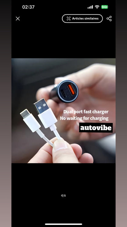 Chargeur de voiture allume cigare avec traceur intégré pour iPhone
