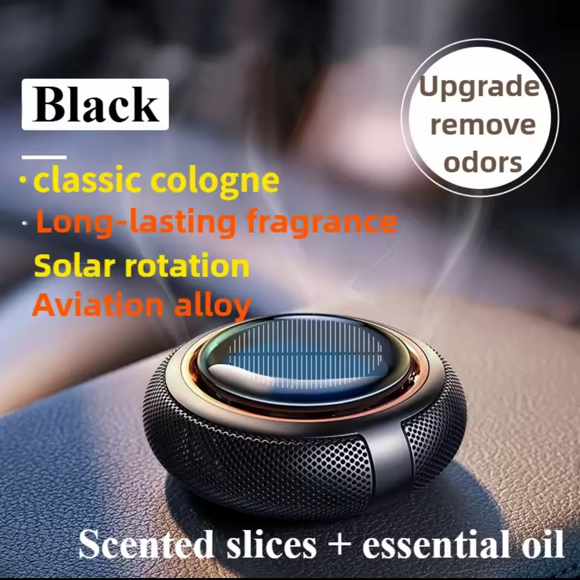 Diffuseur d'aromathérapie solaire pour voiture – Désodorisant à énergie solaire avec parfum marin et extension pour huiles essentielles