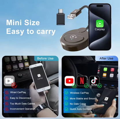 Adaptateur sans fil Carplay avec Youtube/Netflix/Tiktok, USB