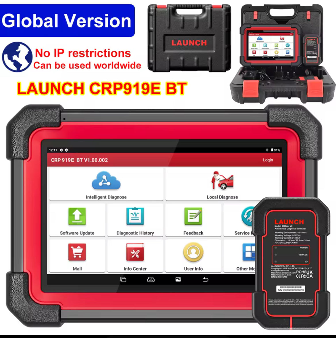 Appareil de diagnostic autos, motos et bateaux LAUNCH version 2025 X431 CRP919E BT Elite avec 2 ans de mis à jour OFFERTE