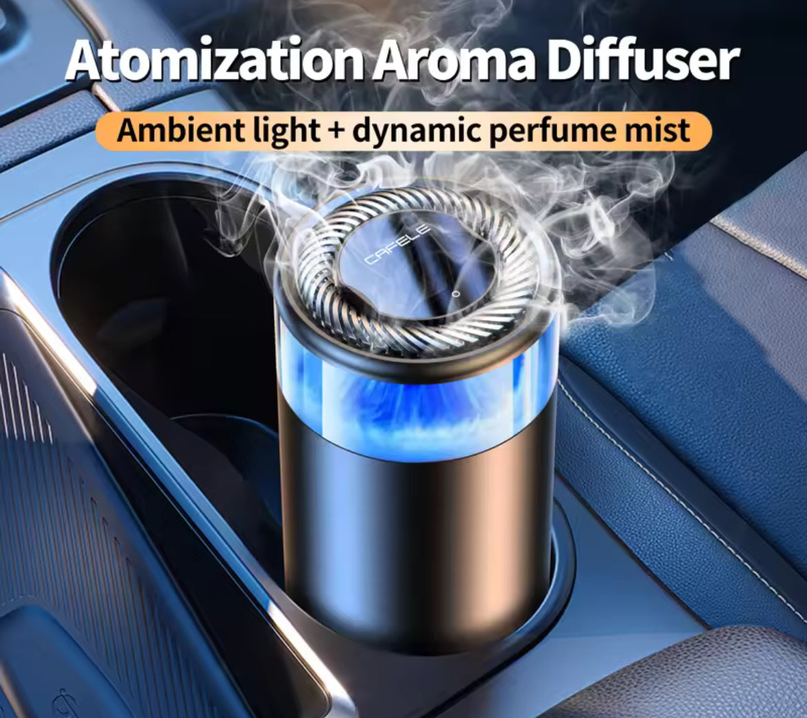 Diffuseur d’arôme intelligent – Atomisation ultrasonique + purificateur d’air voiture avec LED
