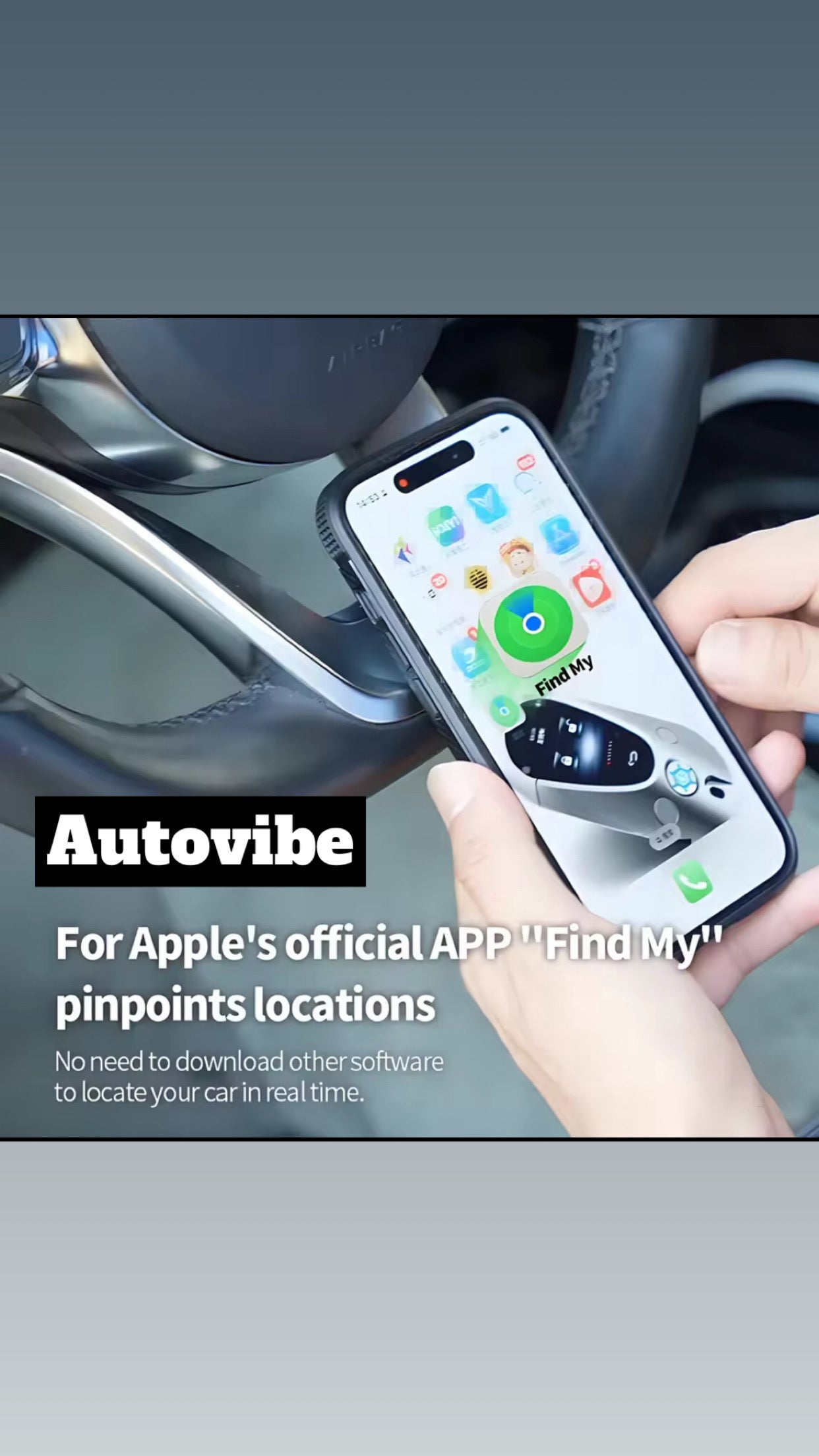 Chargeur de voiture allume cigare avec traceur intégré pour iPhone