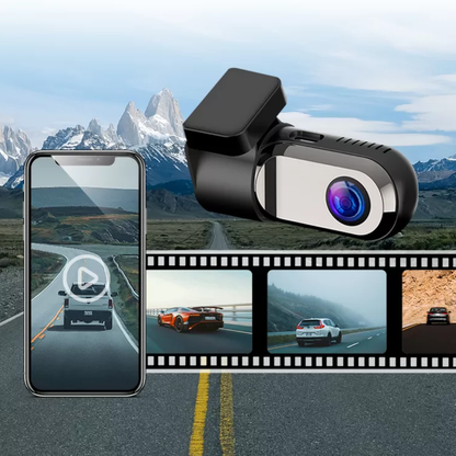 Dashcam Mini HD caméra de tableau de bord. Enregistreur vidéo de voiture avec moniteur de 24h et connectivité USB/WiFi