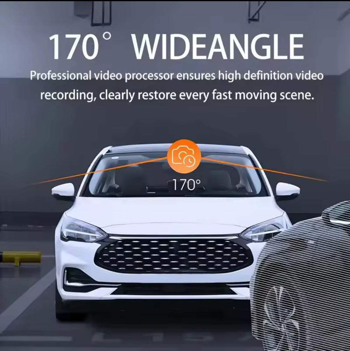 Dashcam Caméra de voiture WiFi 1080P – Double objectif avec écran IPS 3", vision nocturne et mode stationnement 24h